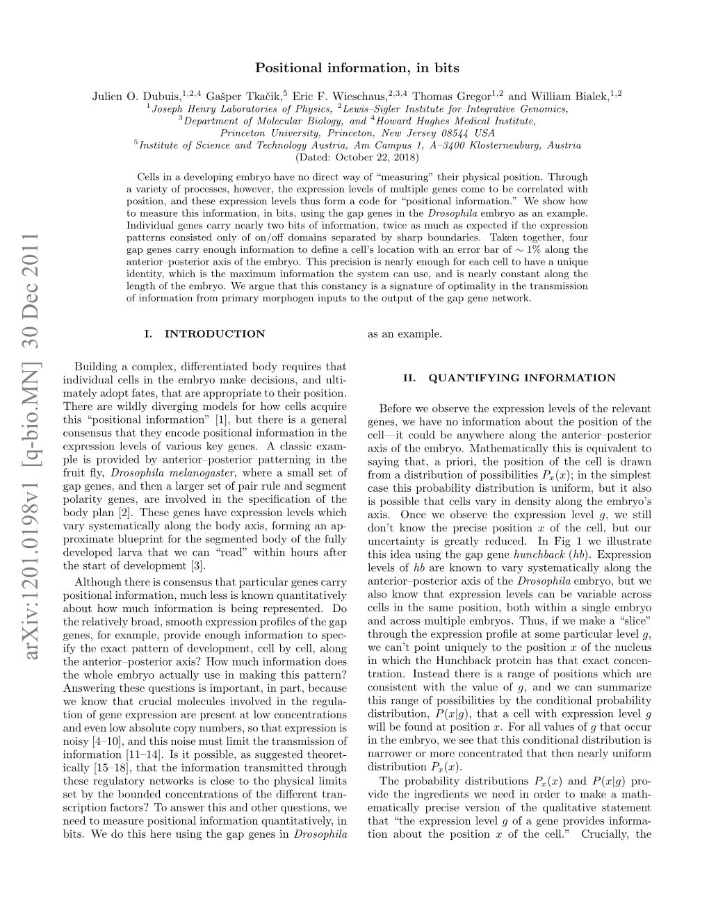 Arxiv:1201.0198V1 [Q-Bio.MN] 30 Dec 2011