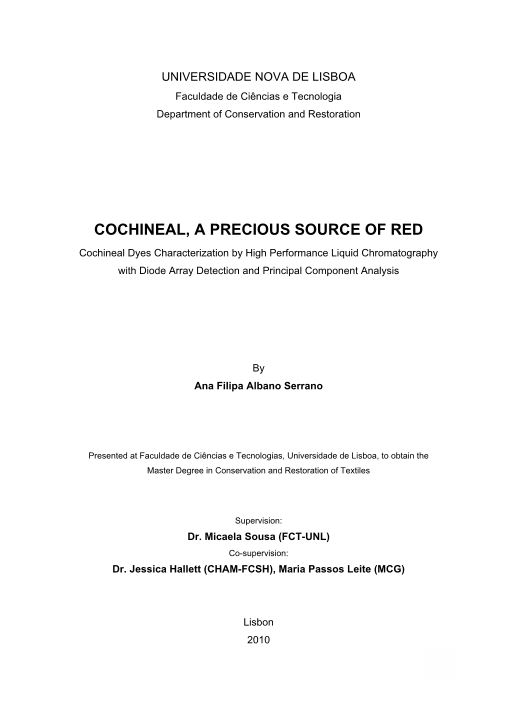 Washington's Cochineal Samples