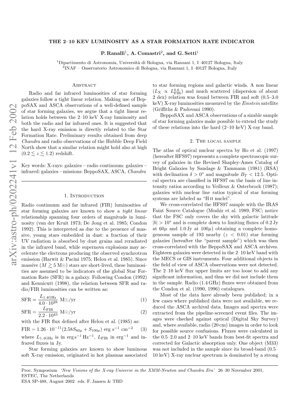 Arxiv:Astro-Ph/0202241V1 12 Feb 2002