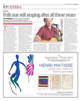Folk Star Still Singing After All These Years