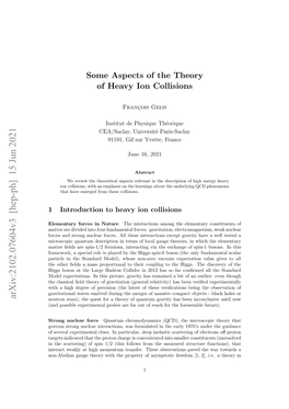 Some Aspects of the Theory of Heavy Ion Collisions