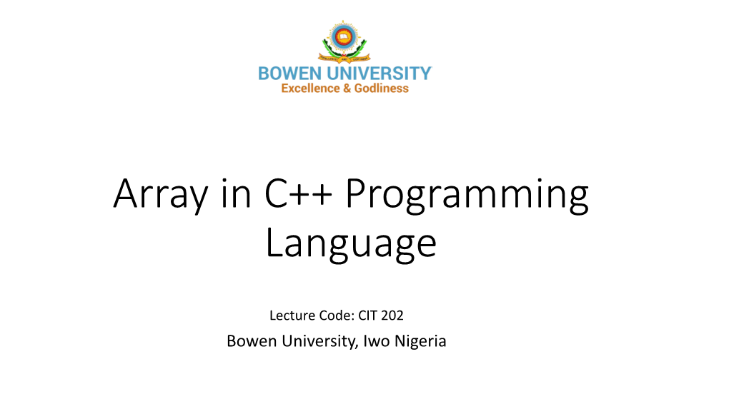 Arrays and Strings in C++ Programming Language
