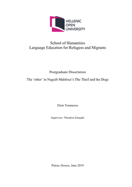 School of Humanities Language Education for Refugees and Migrants