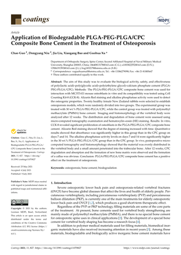 Application of Biodegradable PLGA-PEG-PLGA/CPC Composite Bone Cement in the Treatment of Osteoporosis