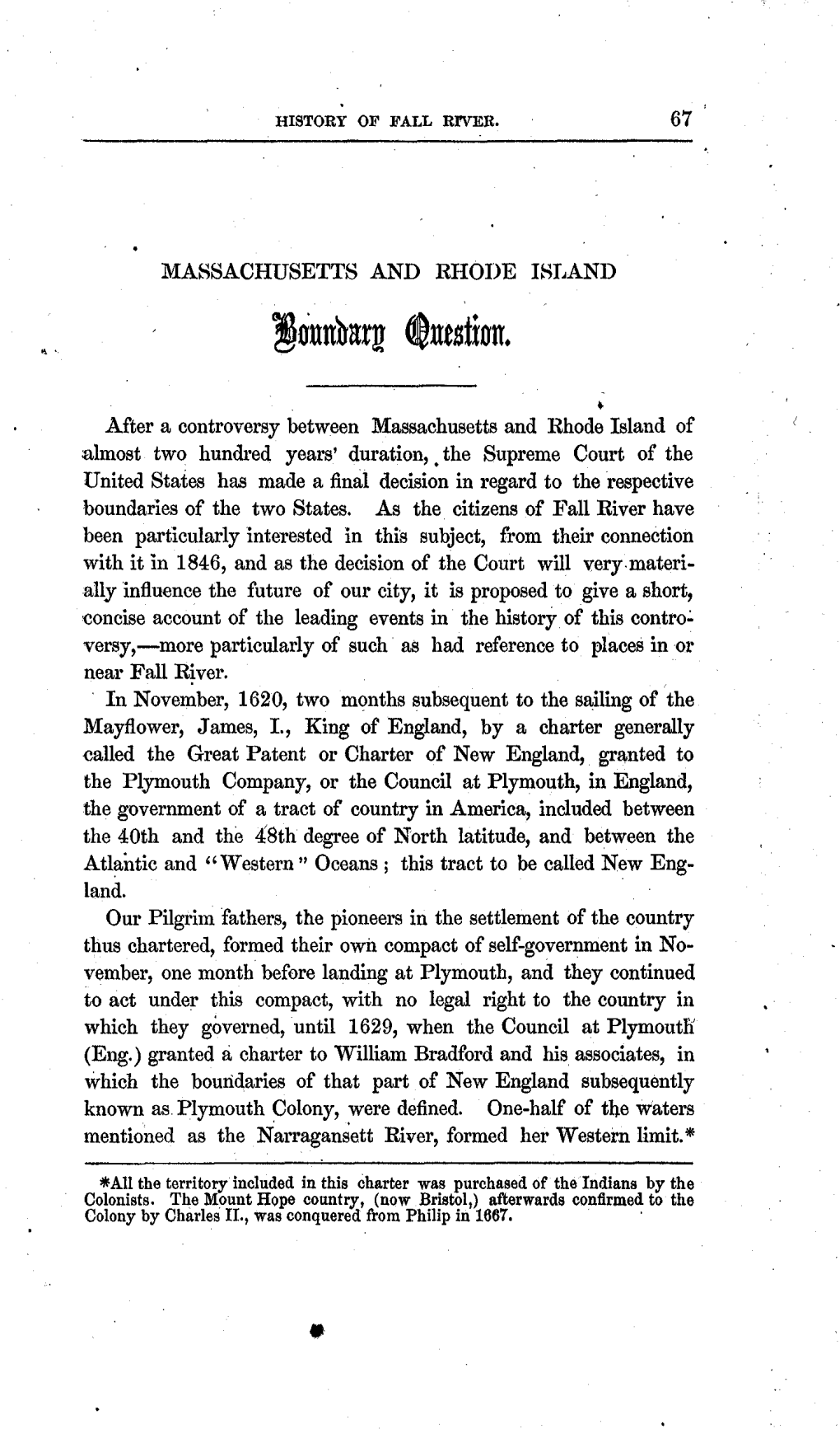 Massachusetts and Rhode Island Boundary Question