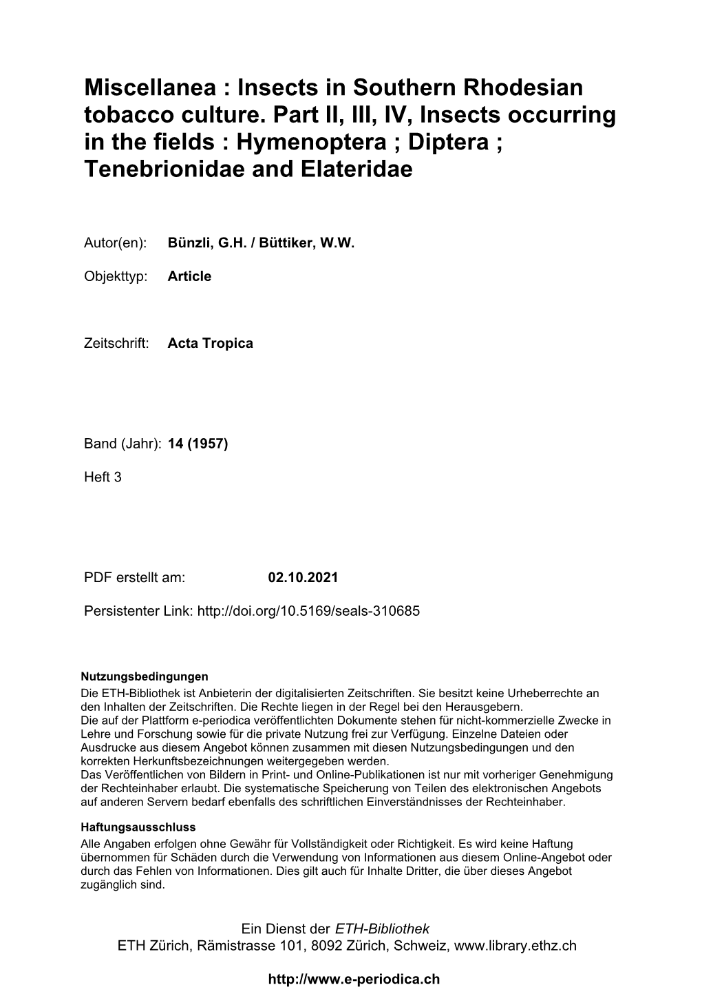 Miscellanea : Insects in Southern Rhodesian Tobacco Culture