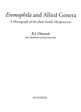 Eremophila and Allied Genera a Monograph of the Plant Family Myoporaceae