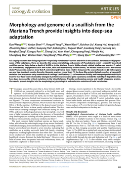 Morphology and Genome of a Snailfish from the Mariana Trench Provide Insights Into Deep-Sea Adaptation