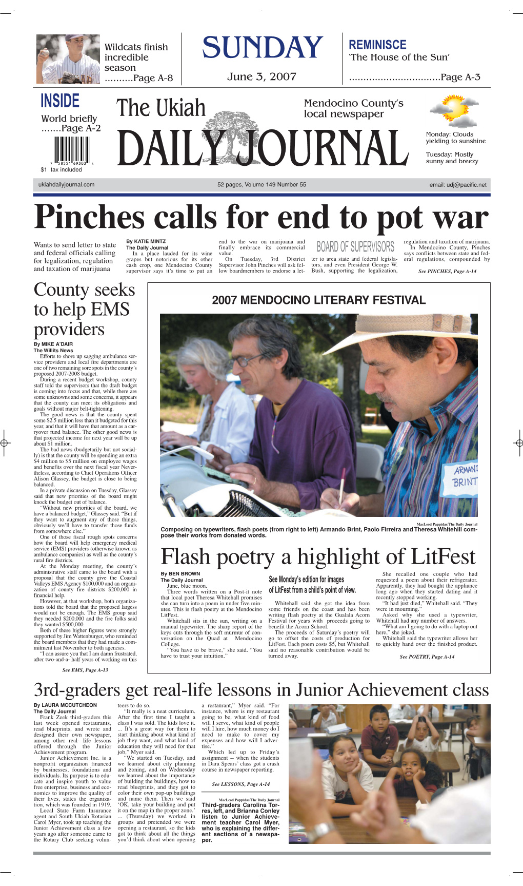 Pinches Calls for End to Pot War by KATIE MINTZ End to the War on Marijuana and Regulation and Taxation of Marijuana