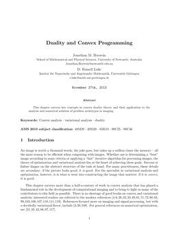 Duality and Convex Programming