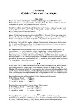 Festschrift 125-Jahre Feldschützen Luchsingen