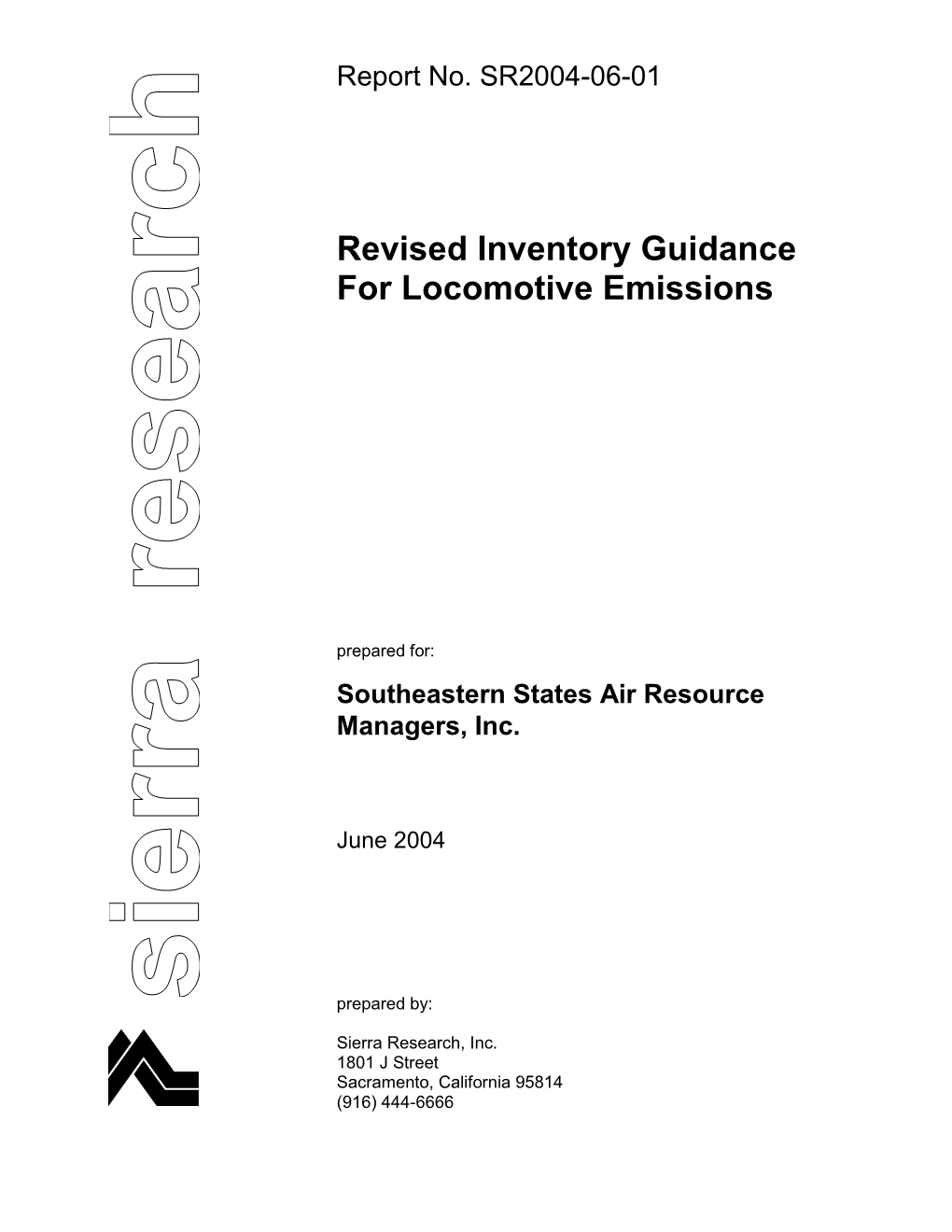 Revised Inventory Guidance for Locomotive Emissions