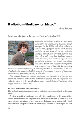 Radionics—Medicine Or Magic? by Linda Fellows