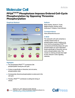 Pp2acdc55 Phosphatase Imposes Ordered Cell-Cycle Phosphorylation by Opposing Threonine Phosphorylation