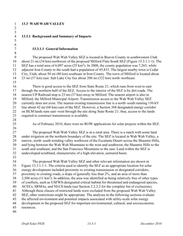 13.3 WAH WAH VALLEY 1 2 3 13.3.1 Background and Summary of Impacts 4 5 6 13.3.1.1 General Information 7 8 the Proposed Wah Wa