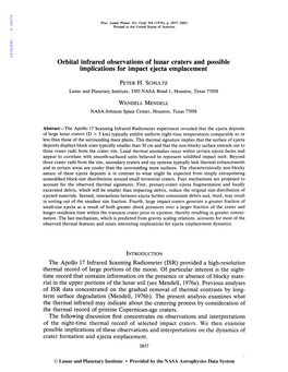 Orbital Infrared Observations of Lunar Craters and Possible Implications For