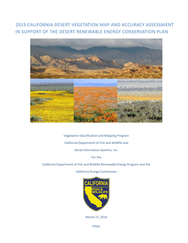 2013 California Desert Vegetation Map and Accuracy Assessment in Support of the Desert Renewable Energy Conservation Plan