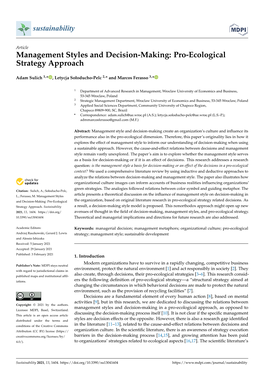Management Styles and Decision-Making: Pro-Ecological Strategy Approach