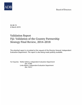 Fiji: Validation of the Country Partnership Strategy Final Review, 2014–2018