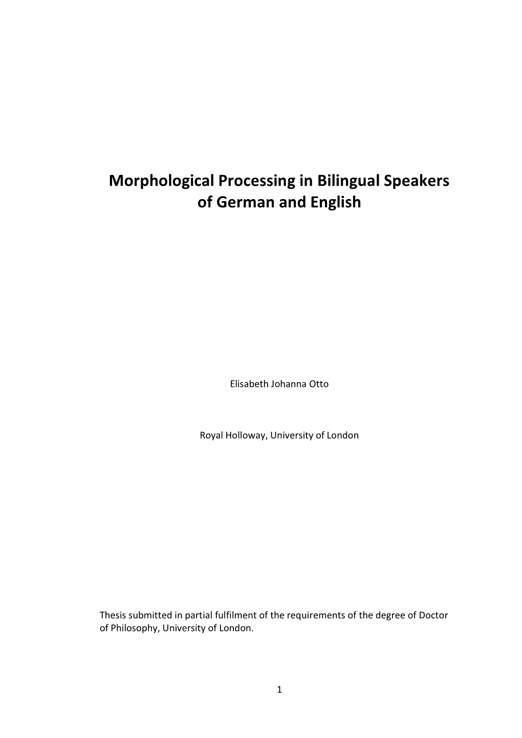 Chapter 1 Word Formation and Morphology in English