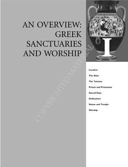 An Overview: Greek Sanctuaries and Worship I