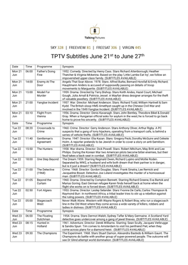 TPTV Subtitles June 21St to June 27Th