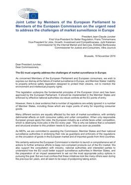 Joint Letter by Members of the European Parliament to Members