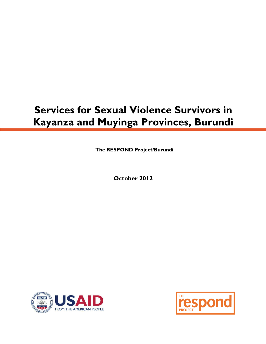 Services for Sexual Violence Survivors in Kayanza and Muyinga Provinces, Burundi