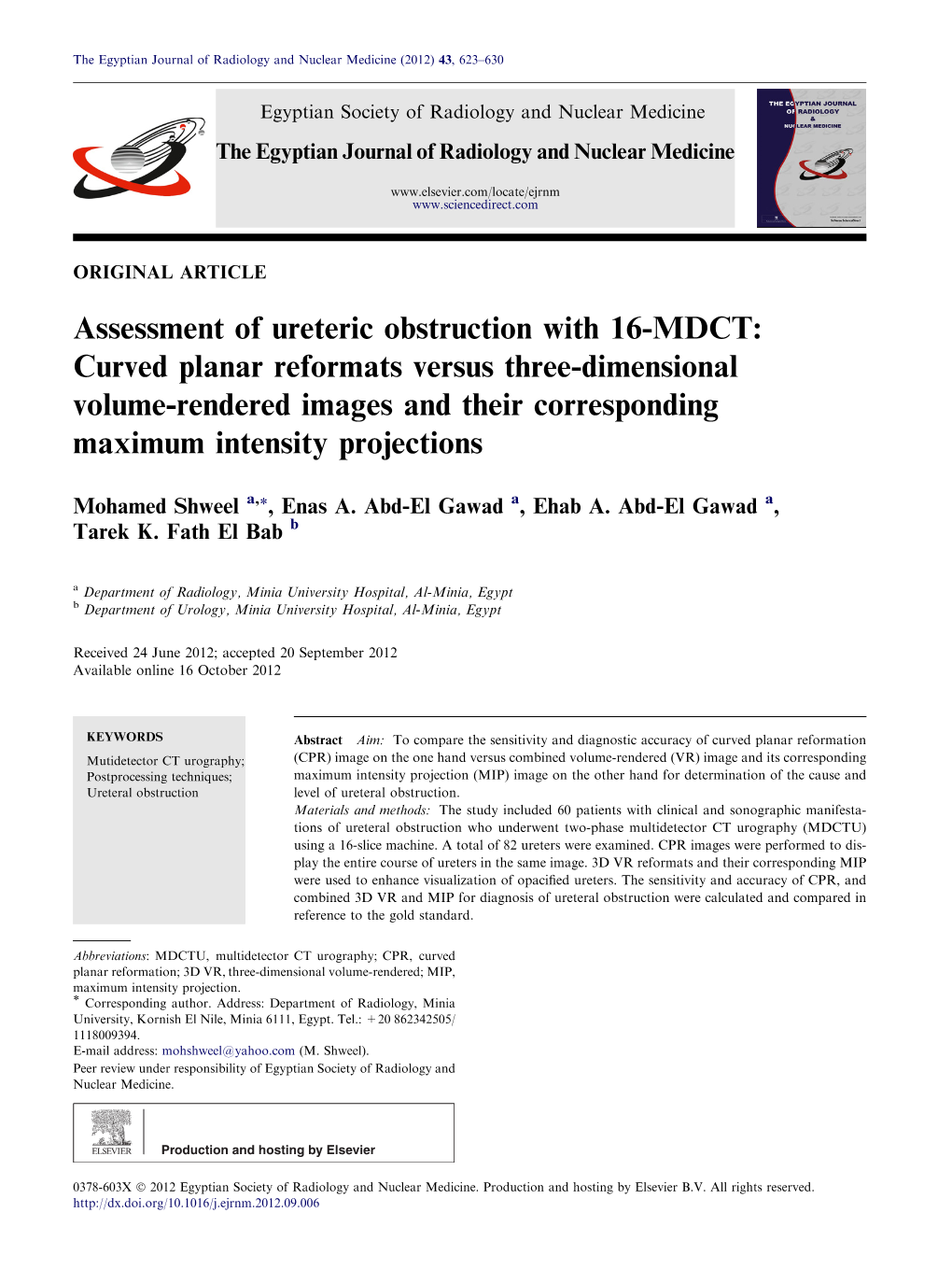 Assessment of Ureteric Obstruction with 16-MDCT: Curved Planar