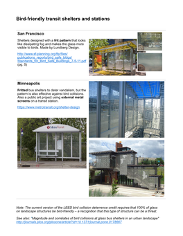 Bird-Friendly Transit Shelters and Stations