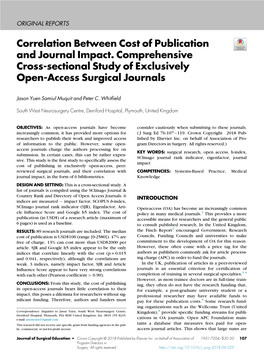 Correlation Between Cost of Publication and Journal Impact