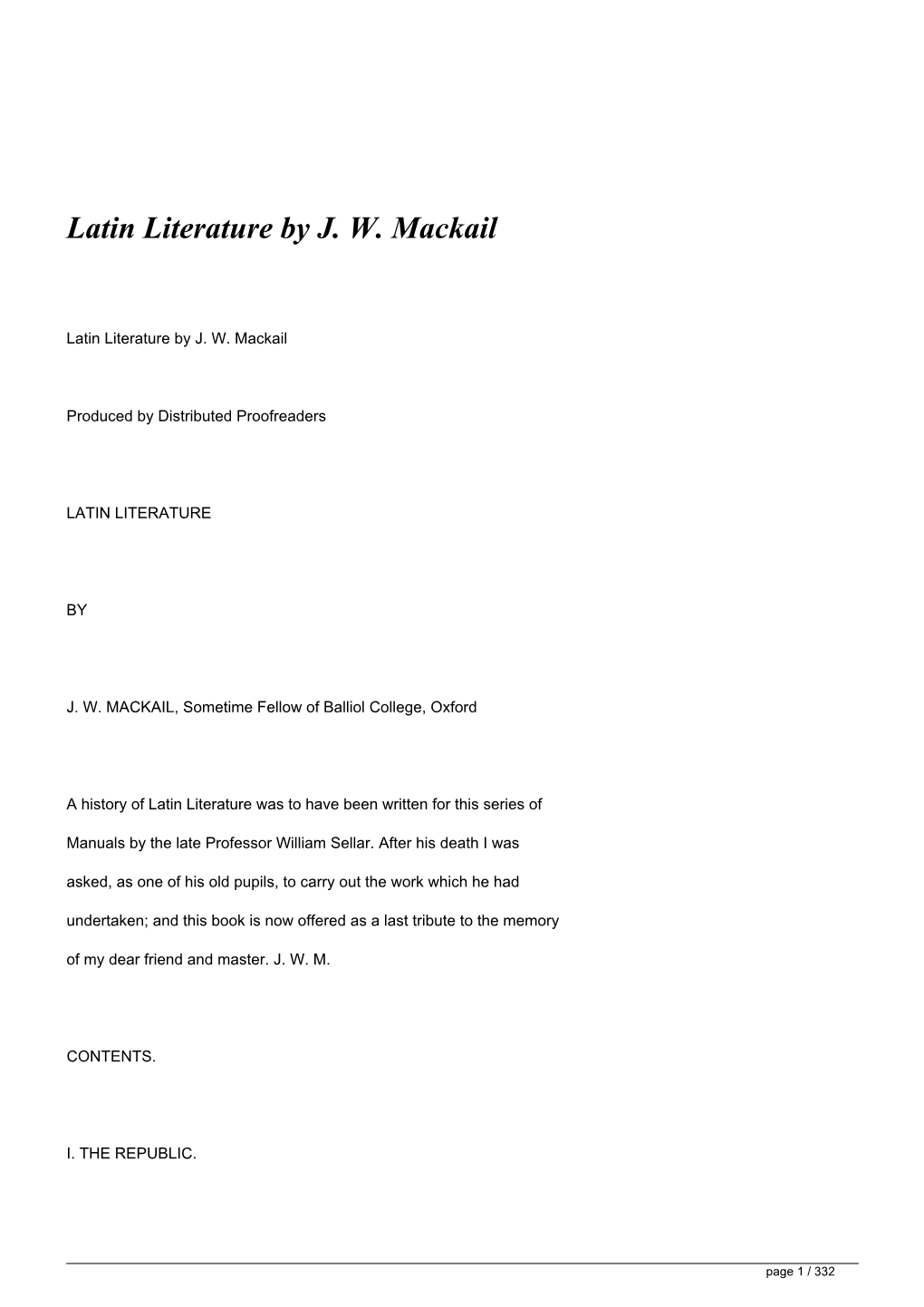 Latin Literature by JW Mackail</H1>