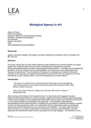 Biological Agency in Art