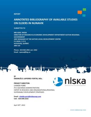 Annotated Bibliography of Available Studies on Elders in Nunavik