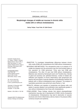 ORIGINAL ARTICLE Morphologic Changes of Middle Ear Mucosa In