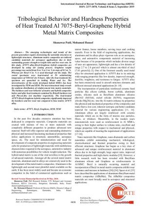 Tribological Behavior and Hardness Properties of Heat Treated Al 7075-Beryl-Graphene Hybrid Metal Matrix Composites