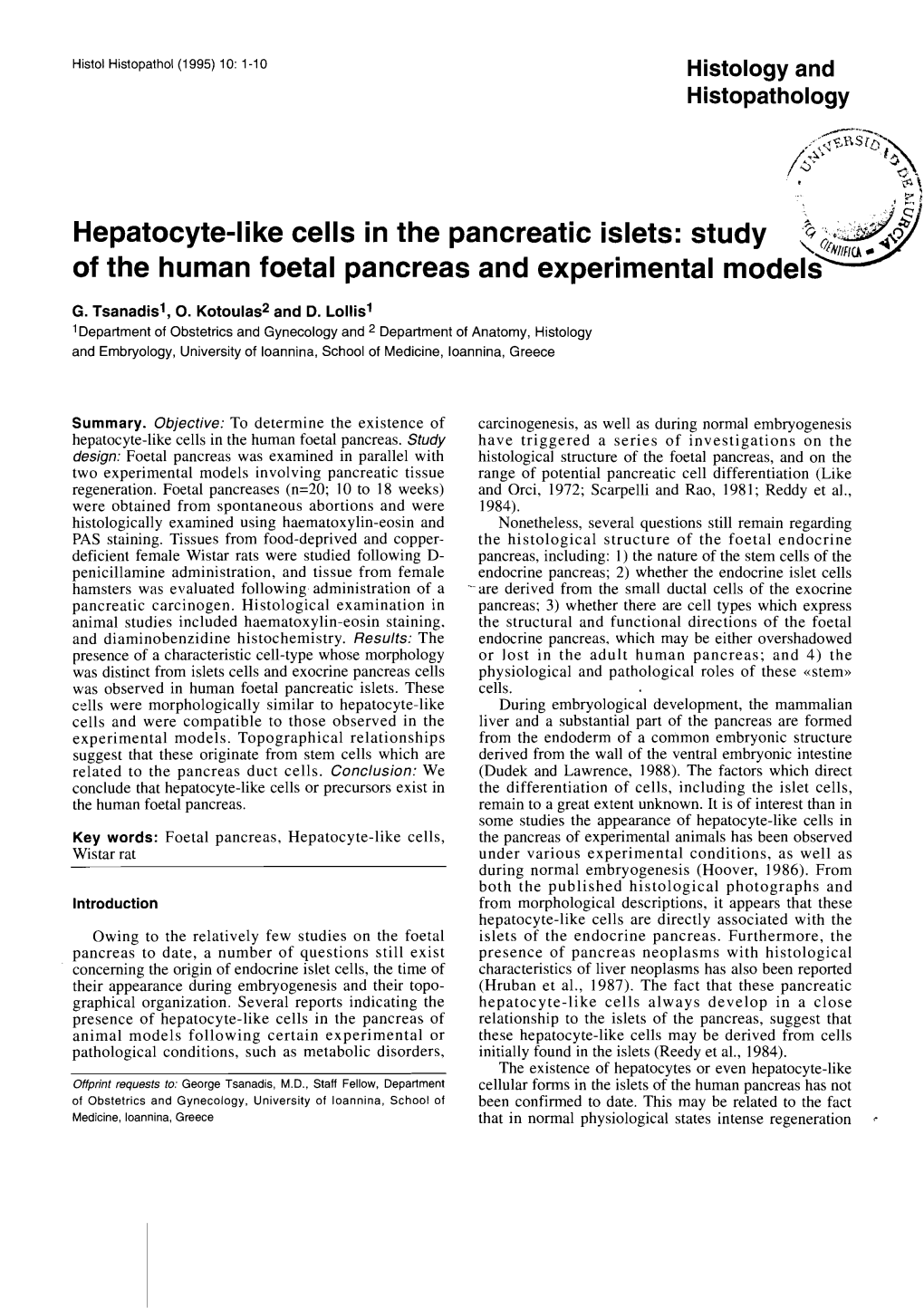 Hepatocyte-Like Cells in the Pancreatic Islets: Study of the Human Foetal Pancreas and Experimental Models