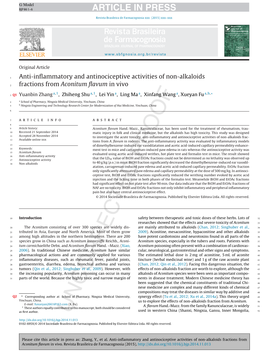 Anti-Inflammatory and Antinociceptive Activities of Non