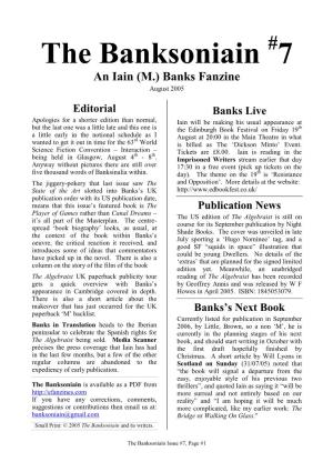 The Banksoniain #7 an Iain (M.) Banks Fanzine August 2005