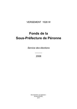 Fonds De La Sous-Préfecture De Péronne