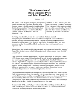 The Conversion of Ruth Williams Price and John Evan Price