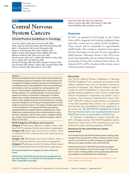 Central Nervous System Cancers Panel Members Can Be Found on Page 1151