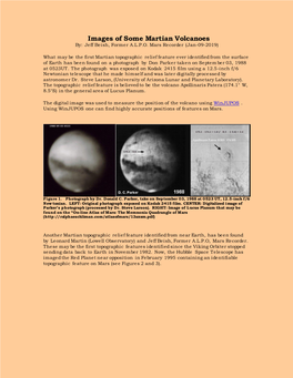 Images of Some Martian Volcanoes By: Jeff Beish, Former A.L.P.O