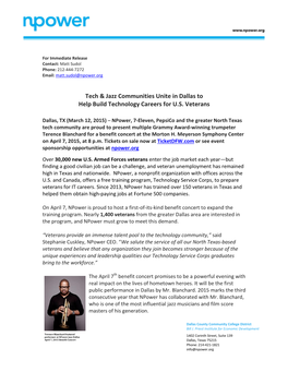 Npower Jazz Dallas Benefit Concert Press Release