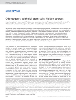 Odontogenic Epithelial Stem Cells: Hidden Sources