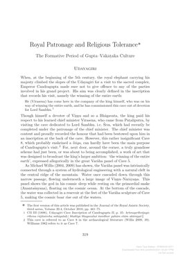 Royal Patronage and Religious Tolerance∗