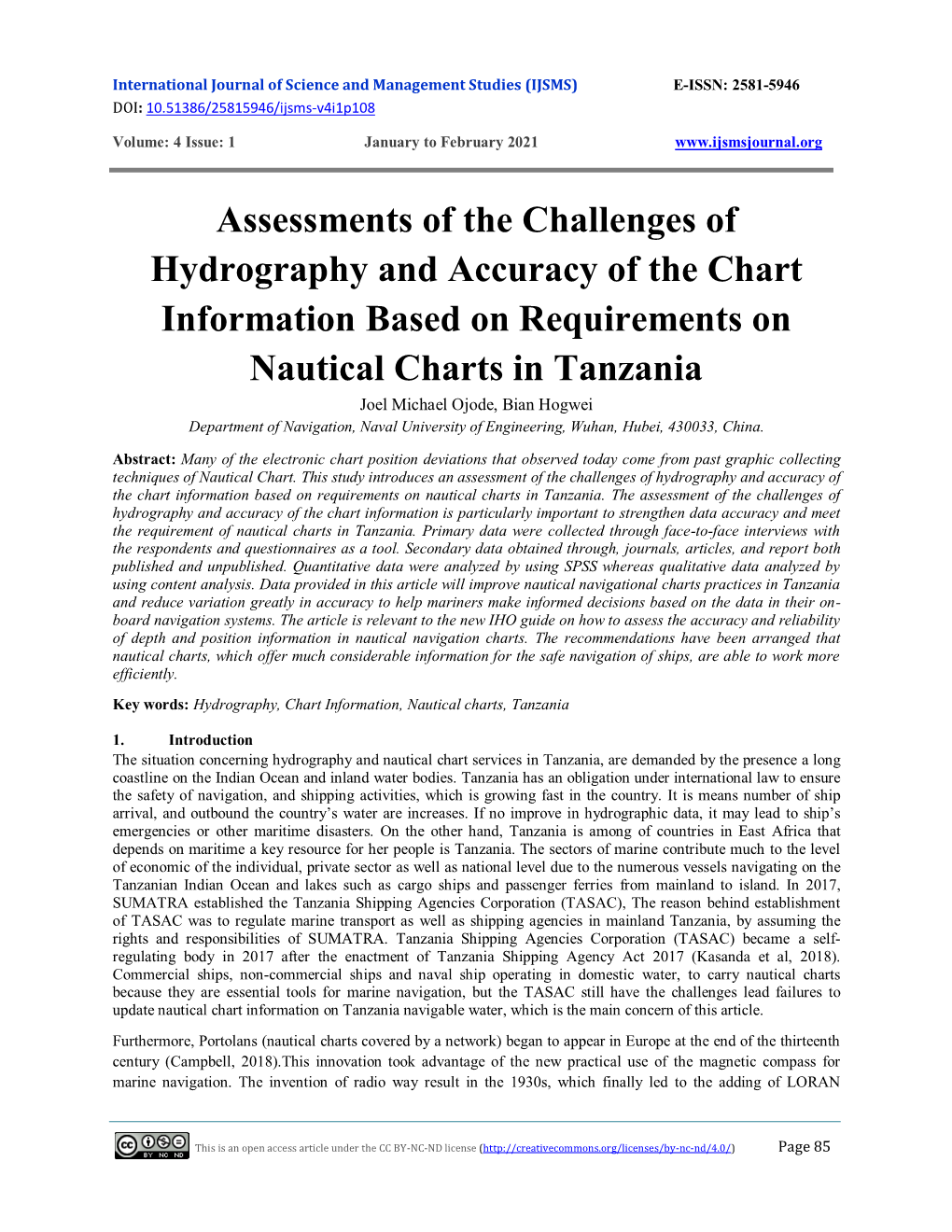 Assessments of the Challenges of Hydrography and Accuracy of The