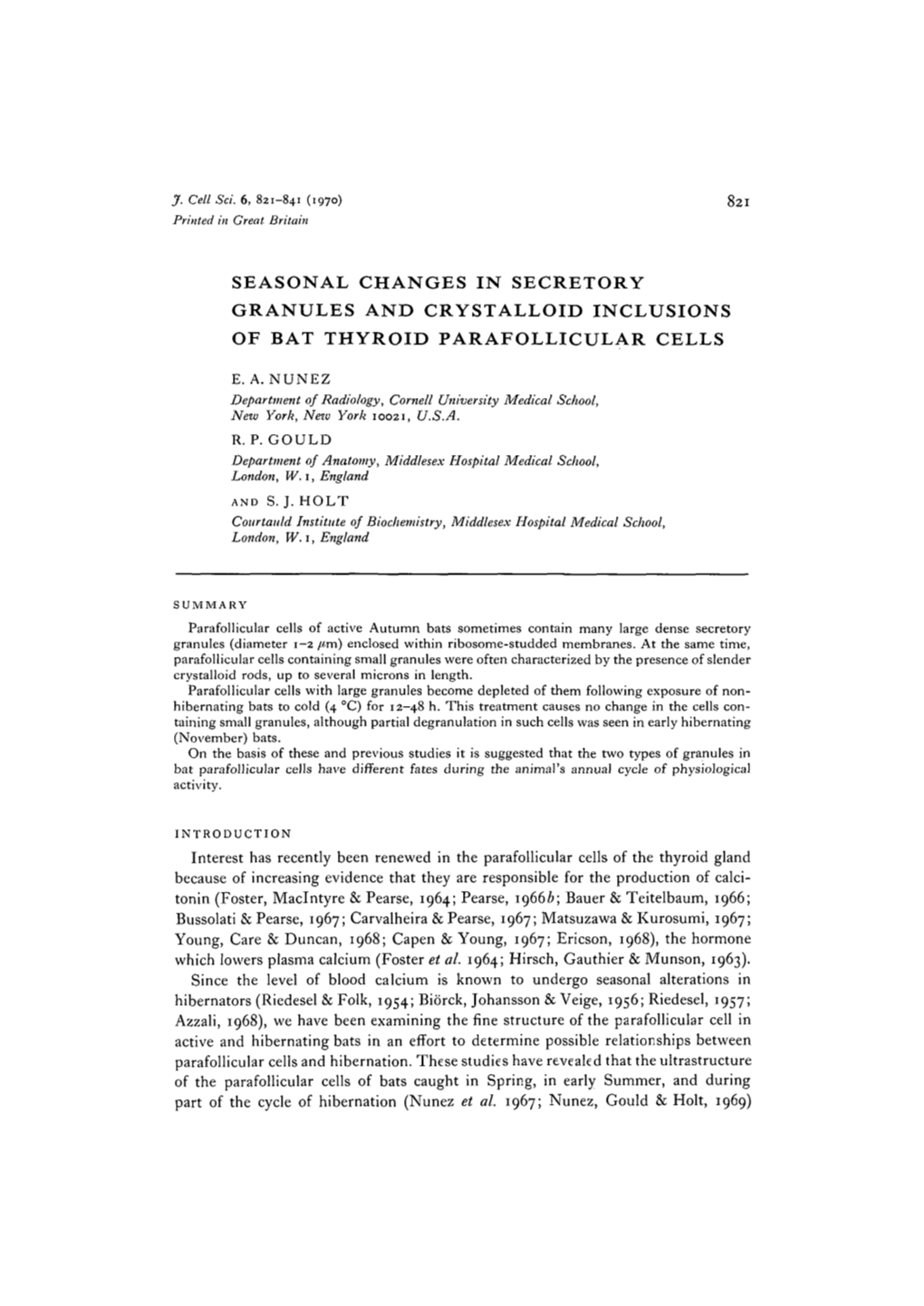 Seasonal Changes in Secretory Granules and Crystalloid Inclusions of Bat Thyroid Parafollicular Cells