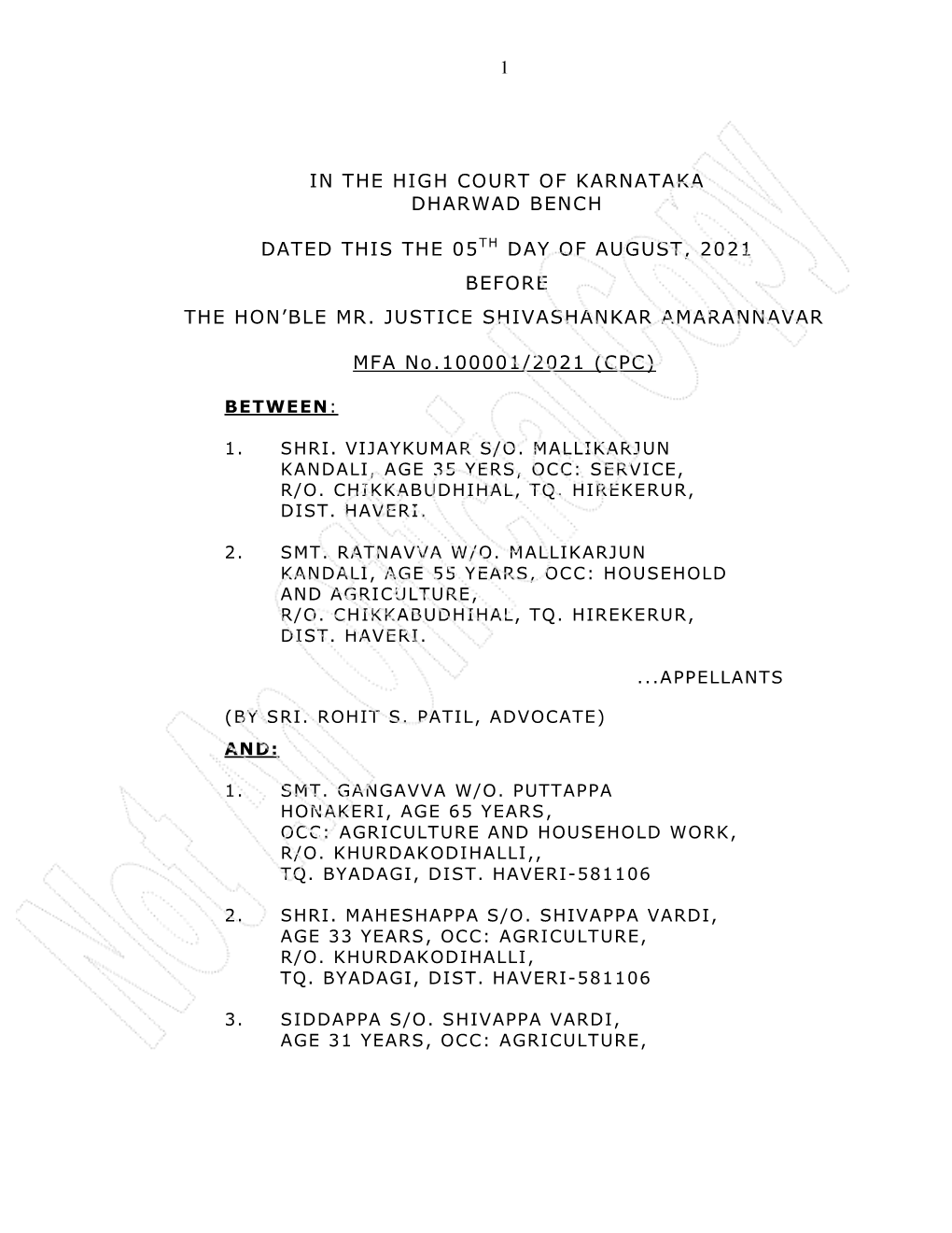 1 in the High Court of Karnataka Dharwad Bench