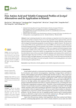 Free Amino Acid and Volatile Compound Profiles of Jeotgal